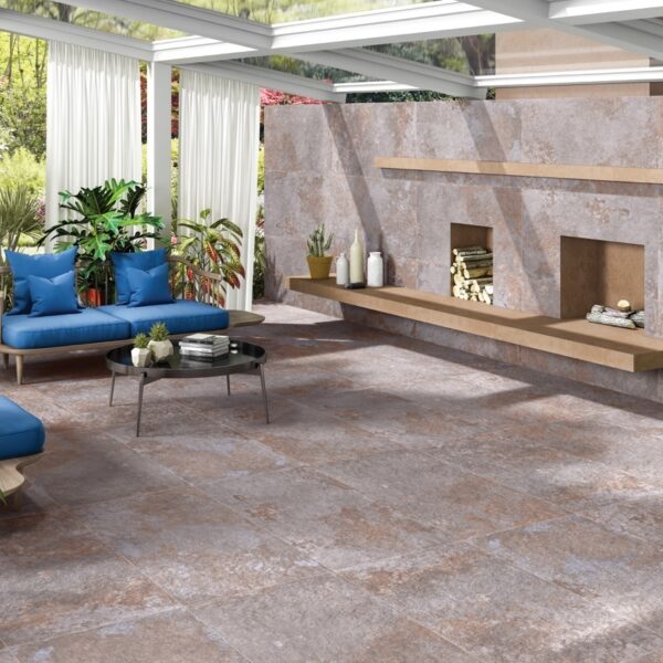 ARFINE SLATY 60x60cm brown stone-effect porcelain tile with antislip surface – Tegelplus Belgium