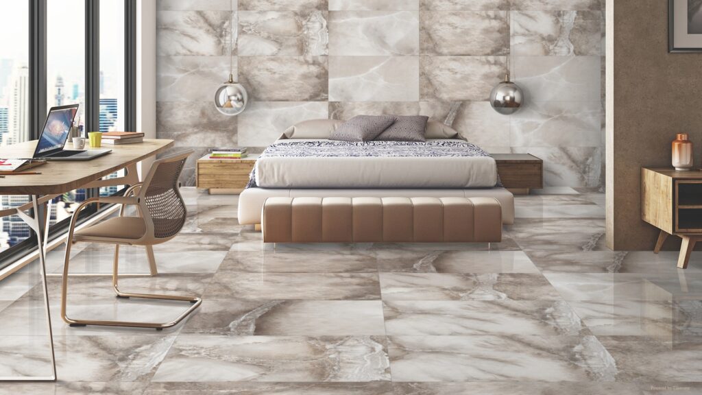 Fliesen Glanzende tegel ALABASTRO BIANCO 60x120cm met witte marmerlook en subtiele aders tiles