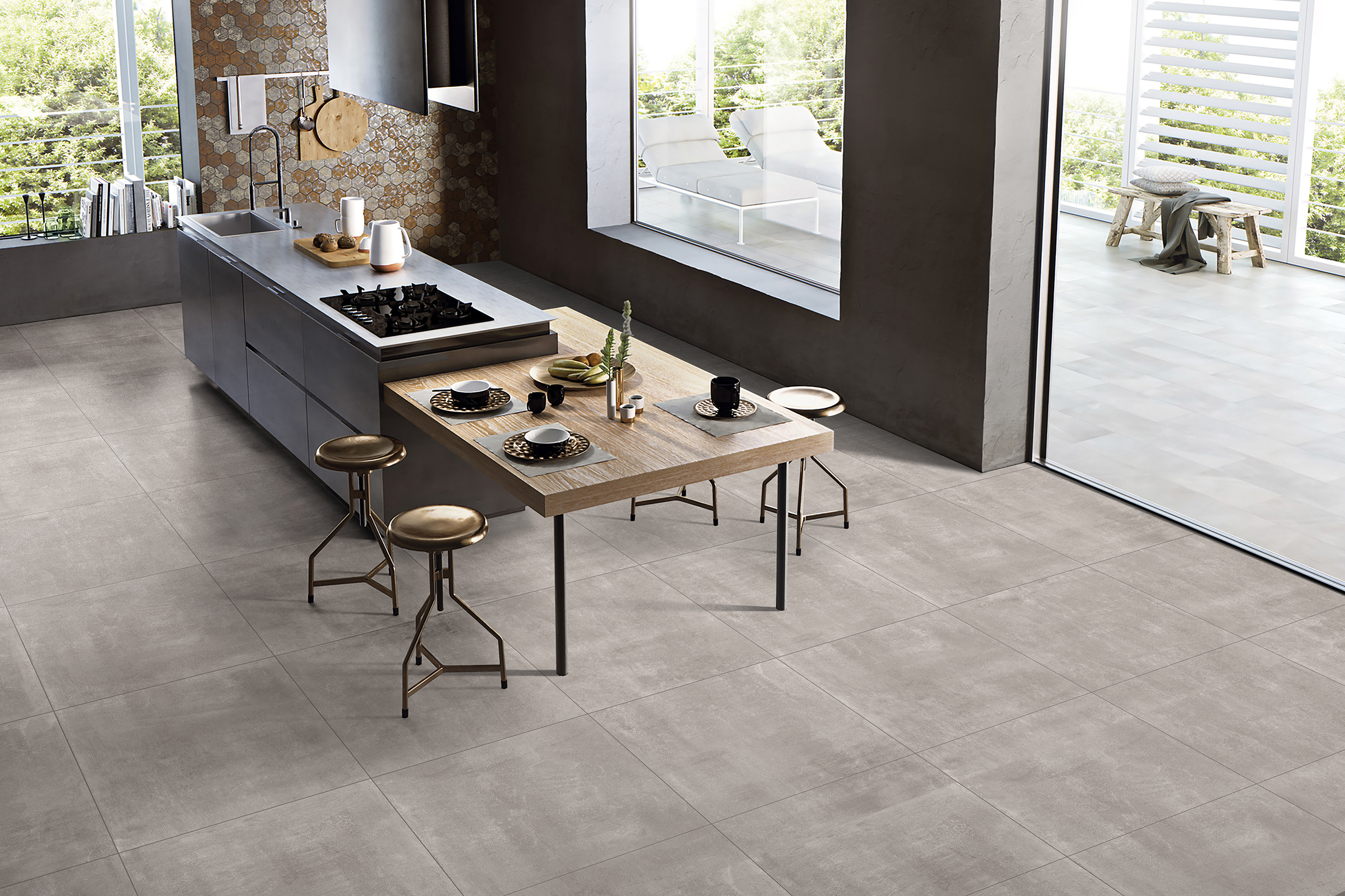 ALEUT PEARL Grey Cement Tiles 80x80cm
