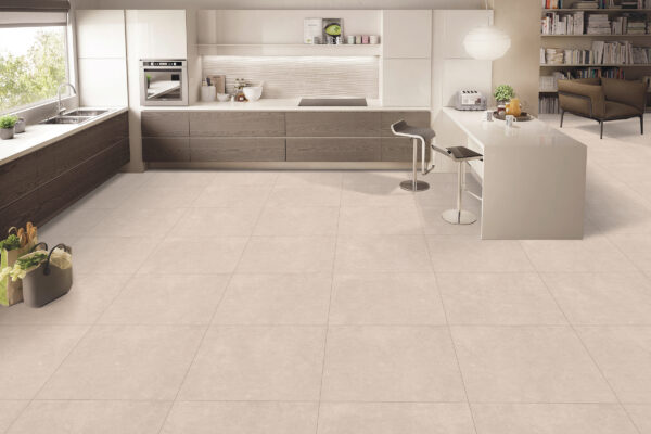 ATTIC CREMA cream cement-look porcelain tiles in 60x60, 60x120, and 80x80cm – Matt and Lappato finish – Tegelplus Belgium