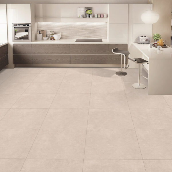 ATTIC CREMA cream cement-look porcelain tiles in 60x60, 60x120, and 80x80cm – Matt and Lappato finish – Tegelplus Belgium