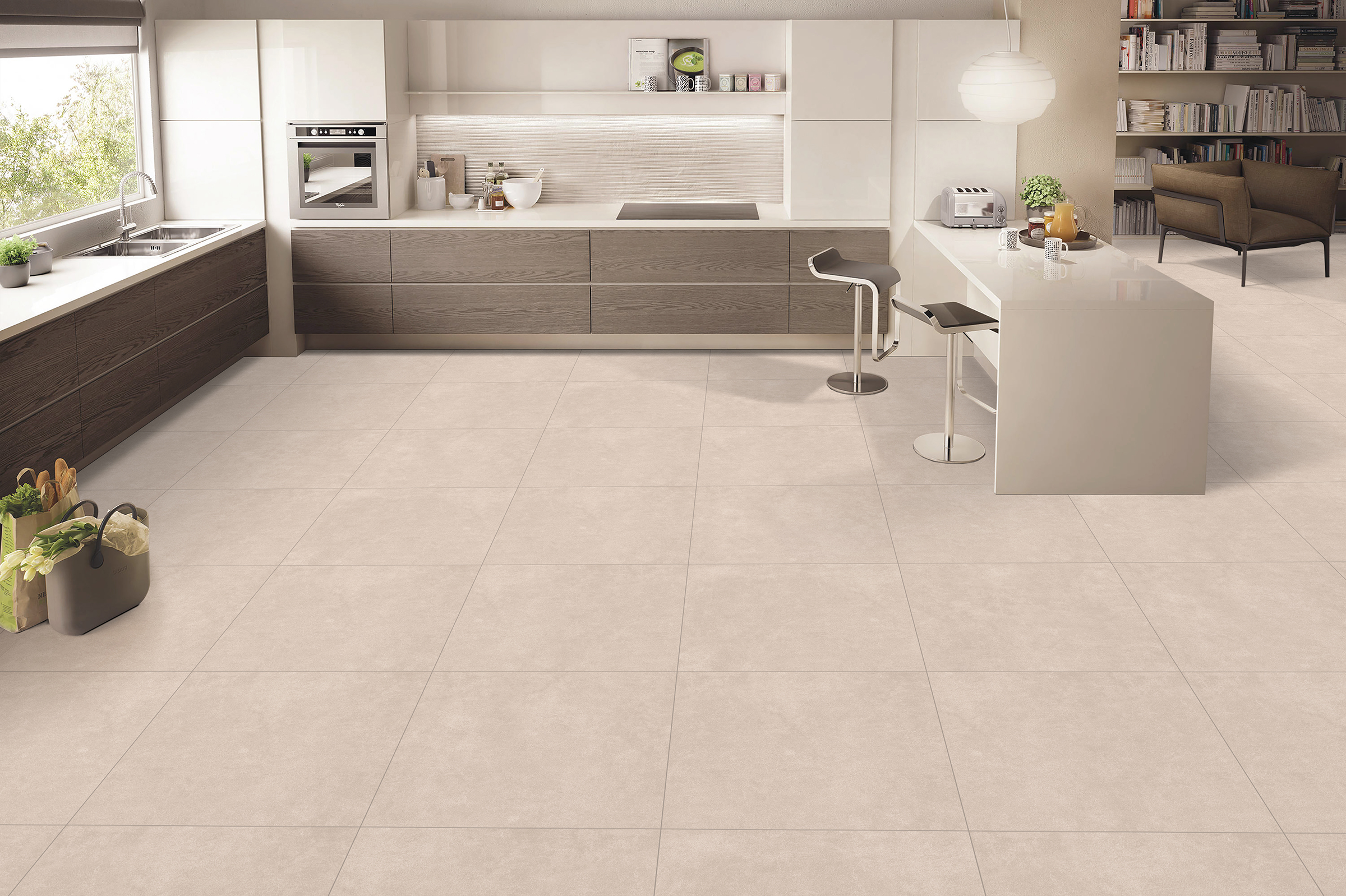 ATTIC CREMA cream cement-look porcelain tiles in 60x60, 60x120, and 80x80cm – Matt and Lappato finish – Tegelplus Belgium