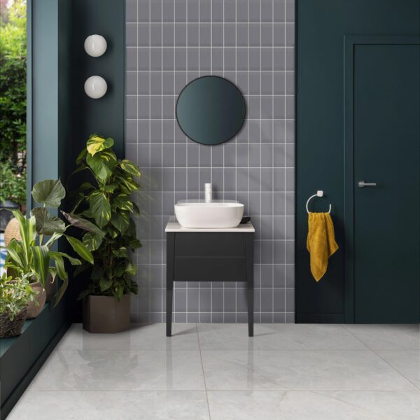 BEVEL CONCRETE GREY 10x20cm glanzende tegel met afgeschuinde rand en betongrijze kleur tiles