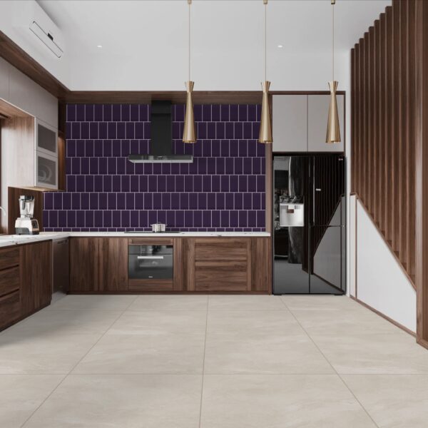 BEVEL PURPLE 10x20cm glanzende tegel met afgeschuinde rand en diepe paarse kleur tiles