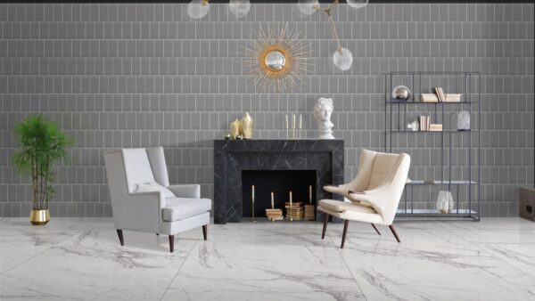 BEVEL SMOKE GREY 10x20cm glanzende tegel met lichte bevel en rookgrijze kleur tiles