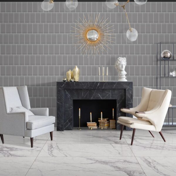 BEVEL SMOKE GREY 10x20cm glanzende tegel met lichte bevel en rookgrijze kleur tiles