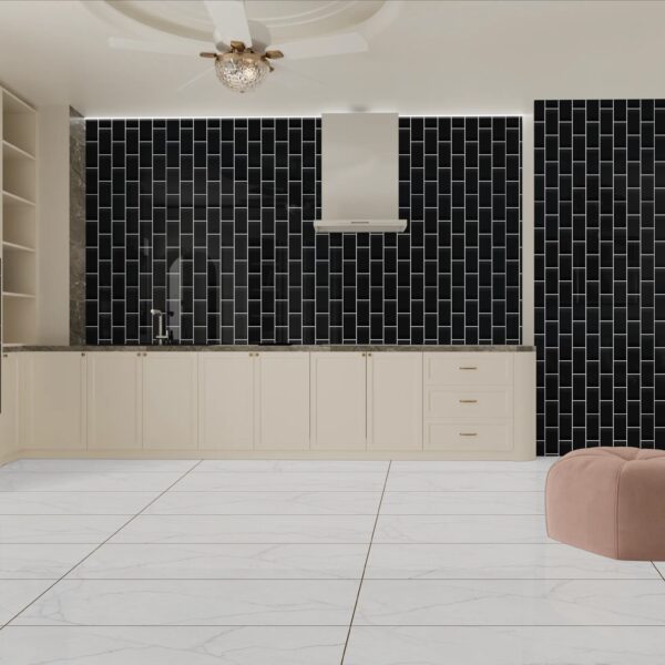 BEVEL BLACK 10x20cm matte zwarte wandtegel met afgeschuinde randen tiles