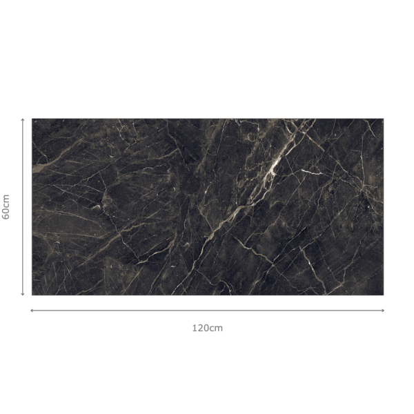 BLACK CREEK zwarte marmerlook tegel 60x120cm met hoogglans afwerking – porseleinen tegel van Tegelplus voor luxe Belgische interieurs