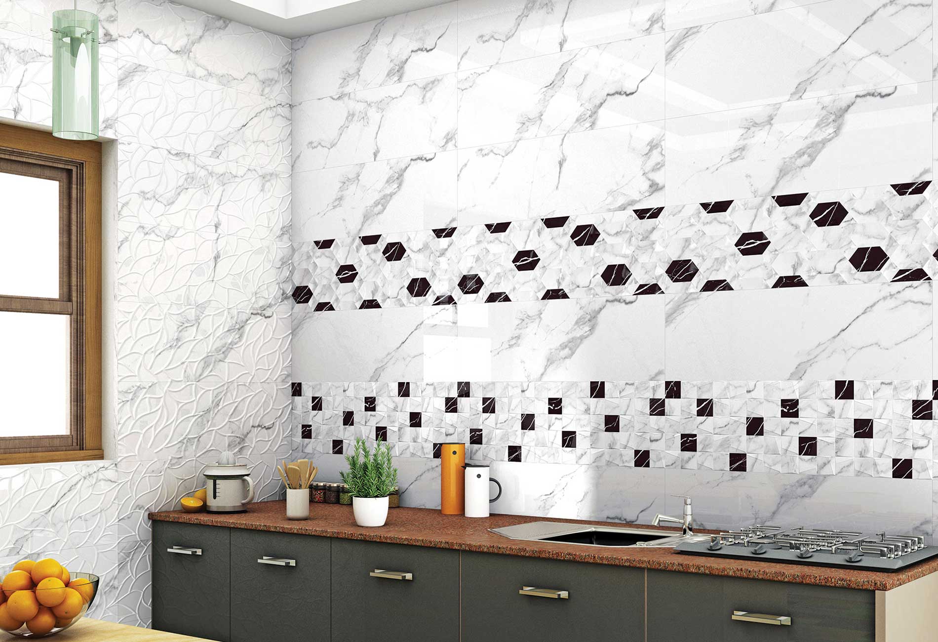 CARRARA BIANCO 30x90cm tegel met marmerlook in witte tint tiles