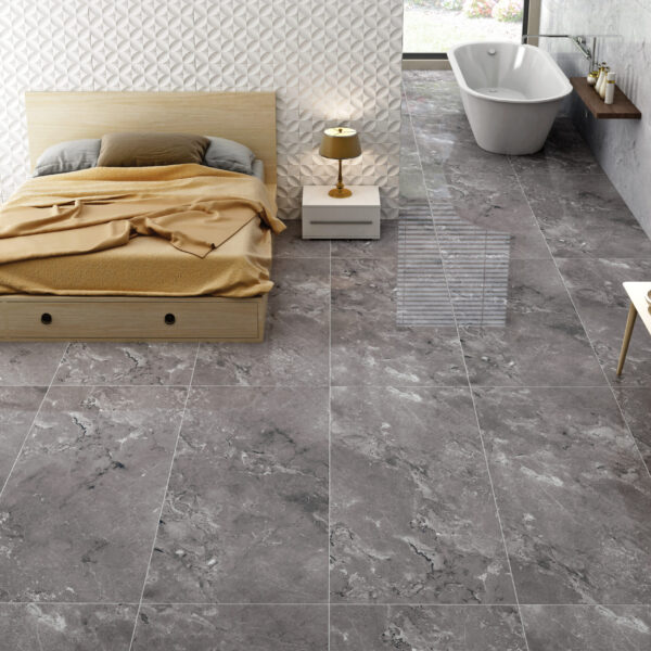 Keramische tegel CASTANO GRIS 60x120cm met glanzende grijze afwerking tiles