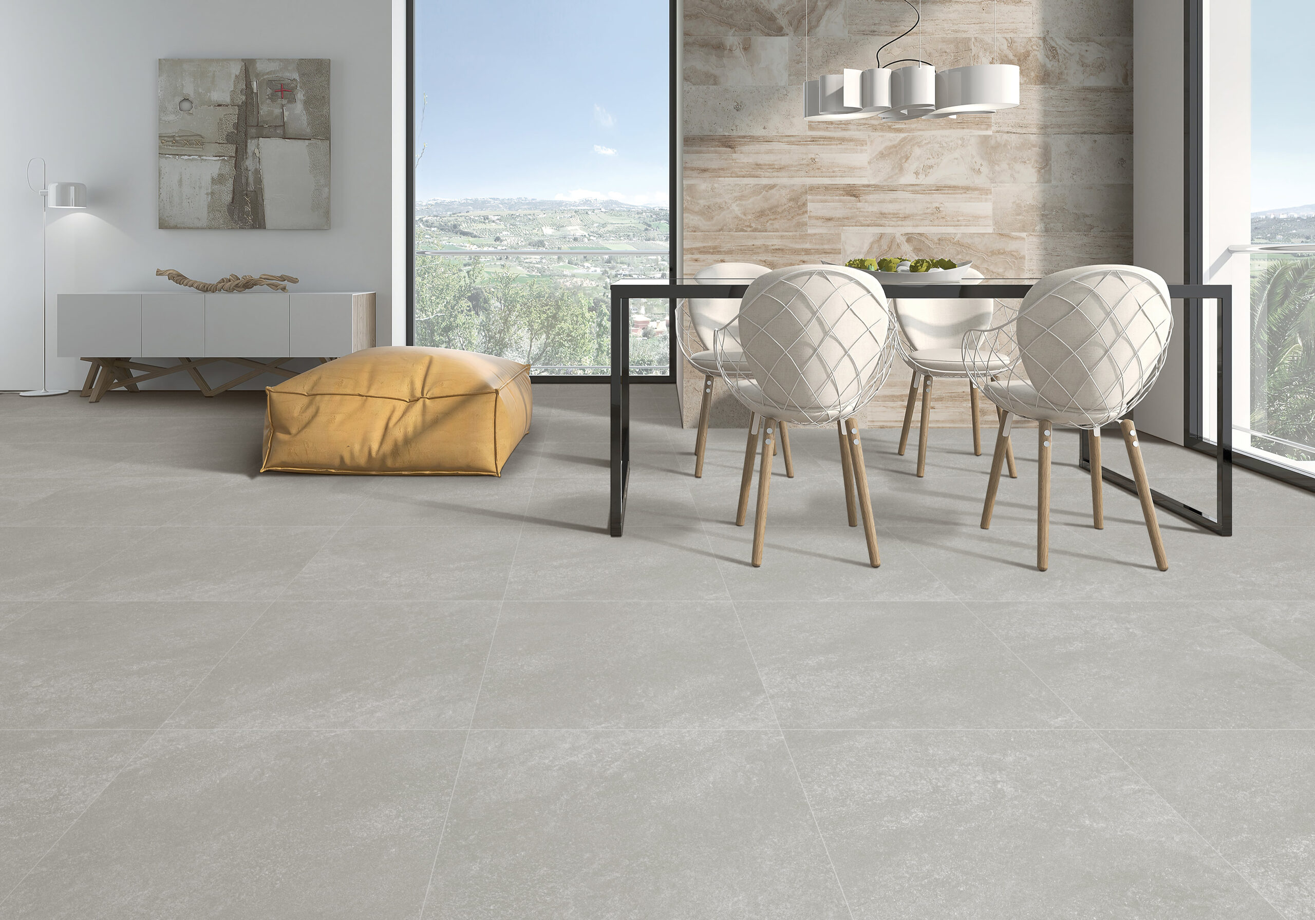 MONTANA GRIGIO grijze natuursteenlook tegel 60x60cm met granula matte afwerking – porseleinen tegel van Tegelplus voor Belgische interieurs