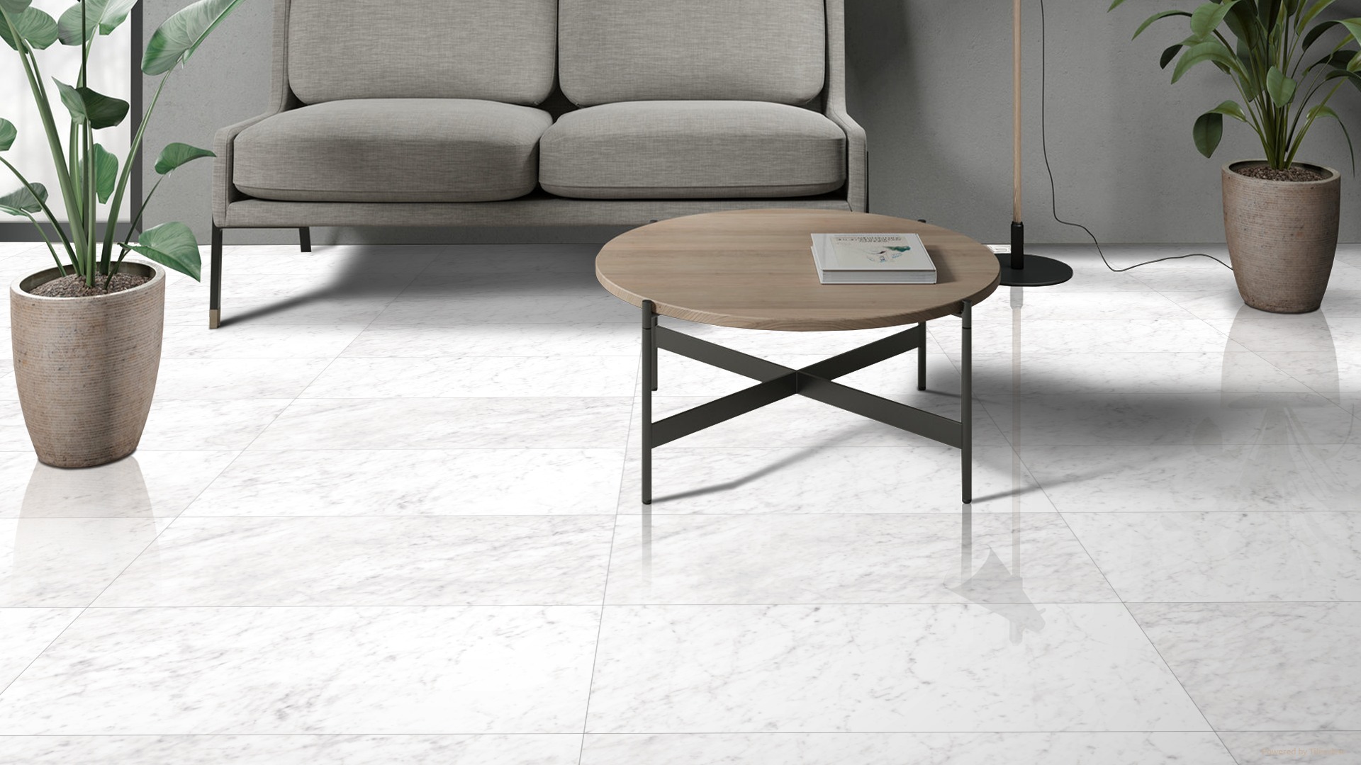 CARRARA PURE BIANCO 60x120cm glanzende tegel met witte marmerlook en subtiele aders tiles
