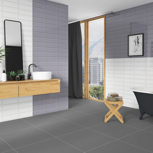 FLAT CONCRETE GREY 7.5x30cm glanzende tegel met moderne grijze betonlook en strakke afwerking tiles
