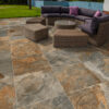 COPPER SLATE bruine porseleinen steenlook tegels voor buiten – verkrijgbaar in 60x60x2 cm en 80x80x2 cm met antislip afwerking – ideaal voor Belgisch terras, tuin of oprit – Tegelplus