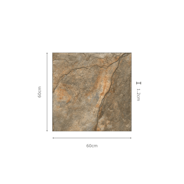 COPPER SLATE bruine porseleinen steenlook tegels voor buiten – verkrijgbaar in 60x60x2 cm en 80x80x2 cm met antislip afwerking – ideaal voor Belgisch terras, tuin of oprit – Tegelplus