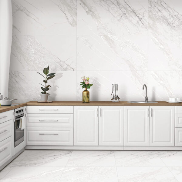CRACKLE WHITE 60x120 cm porseleinen marmerlook tegel met carving craquelé afwerking – Tegelplus België