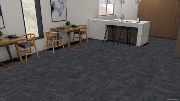 ENVERSTONE BLACK zwarte natuursteenlook tegel 60x60cm met granula matte afwerking – porseleinen tegel van Tegelplus voor moderne Belgische interieurs