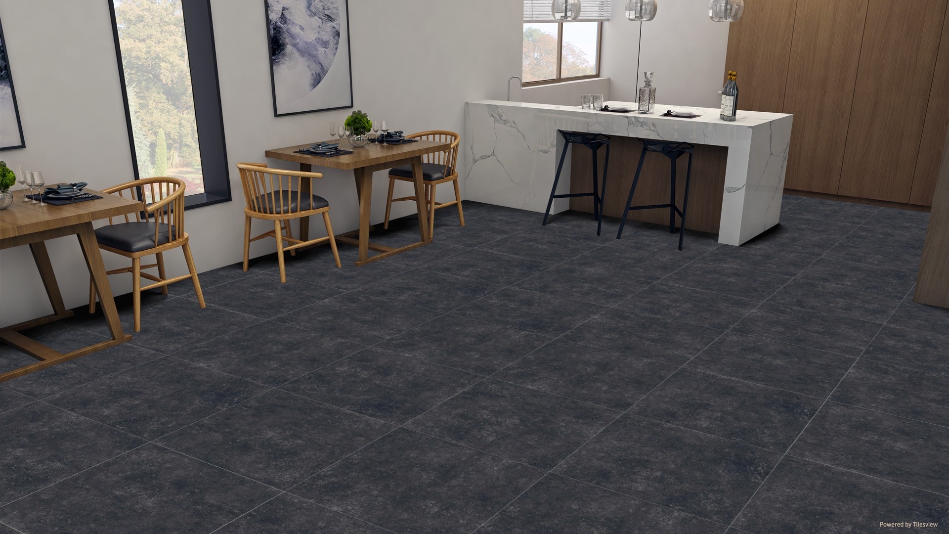ENVERSTONE BLACK zwarte natuursteenlook tegel 60x60cm met granula matte afwerking – porseleinen tegel van Tegelplus voor moderne Belgische interieurs