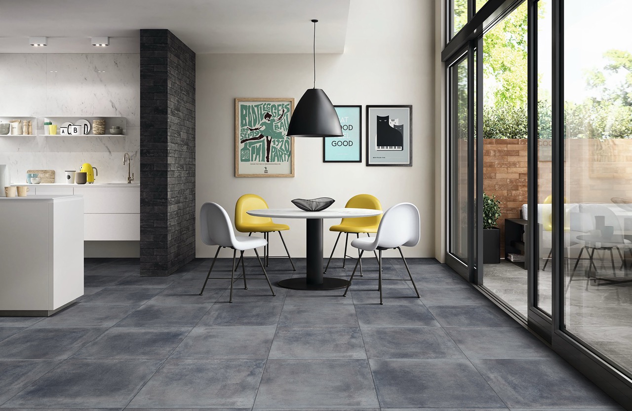 DYNAMIC NERO 60x60cm black cement-look porcelain tiles with matt finish – Tegelplus Belgium