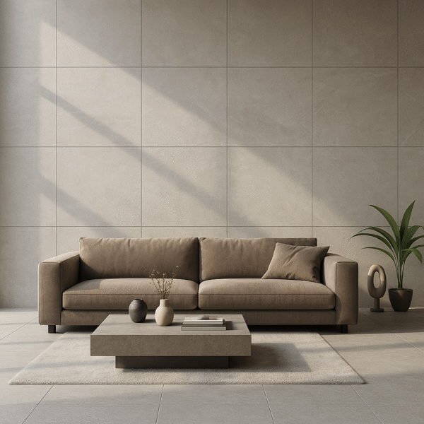 EARTHSTONE ASH grijze steenlook tegel 80x80cm met matte textuur – porseleinen tegel van Tegelplus voor moderne Belgische interieurs