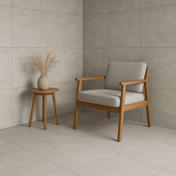 EARTHSTONE ASH grijze steenlook tegel 80x80cm met matte textuur – porseleinen tegel van Tegelplus voor moderne Belgische interieurs