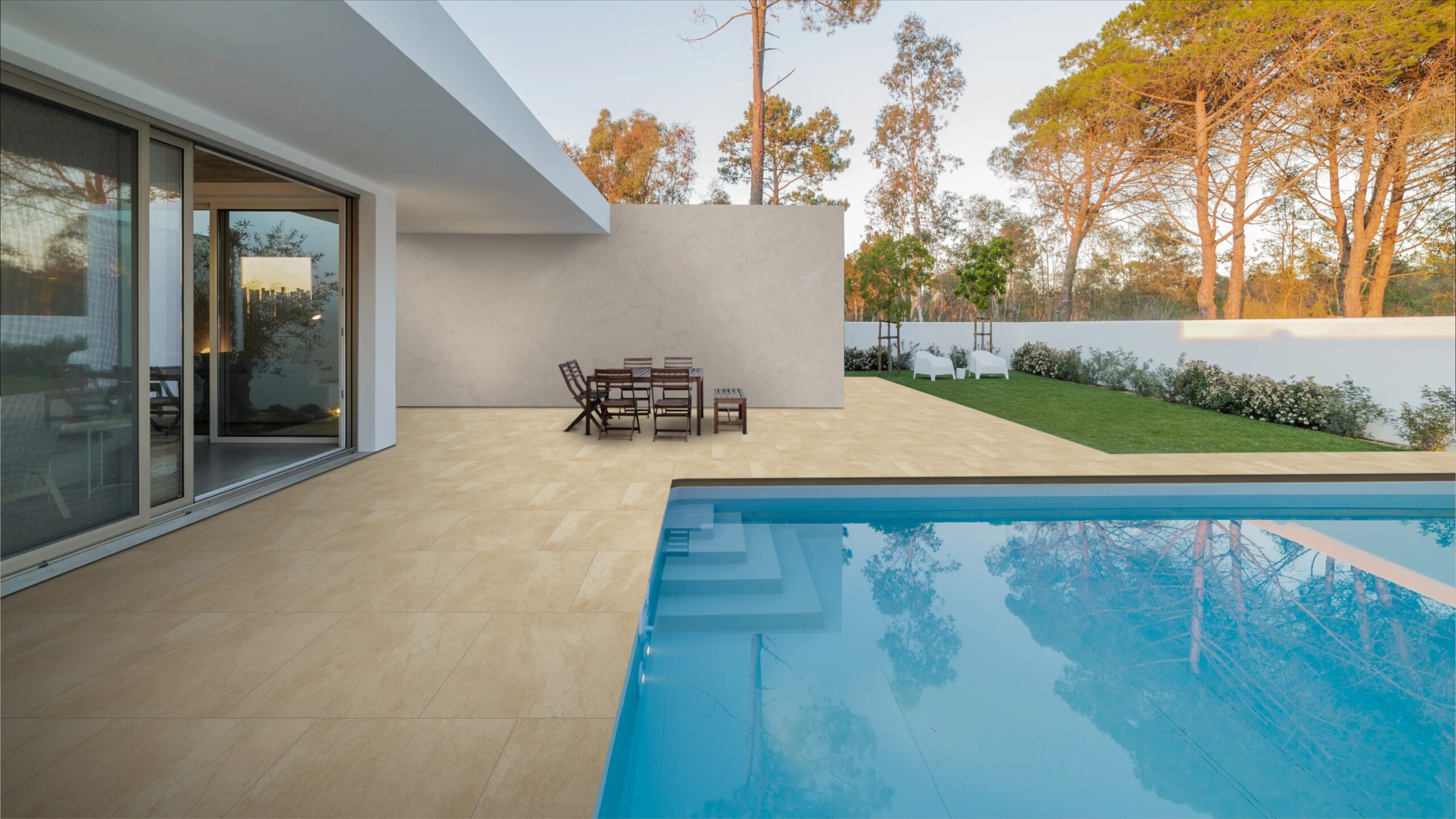 EARTHSTONE BEIGE 60x60x2cm porseleinen tegels met natuursteenlook en antislip oppervlak – ideaal voor buitengebruik in België via Tegelplus