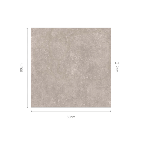 ENVERSTONE GRIGIO grijze porseleinen tegel 80x80x2 cm met antislip afwerking – natuursteenlook van Tegelplus België