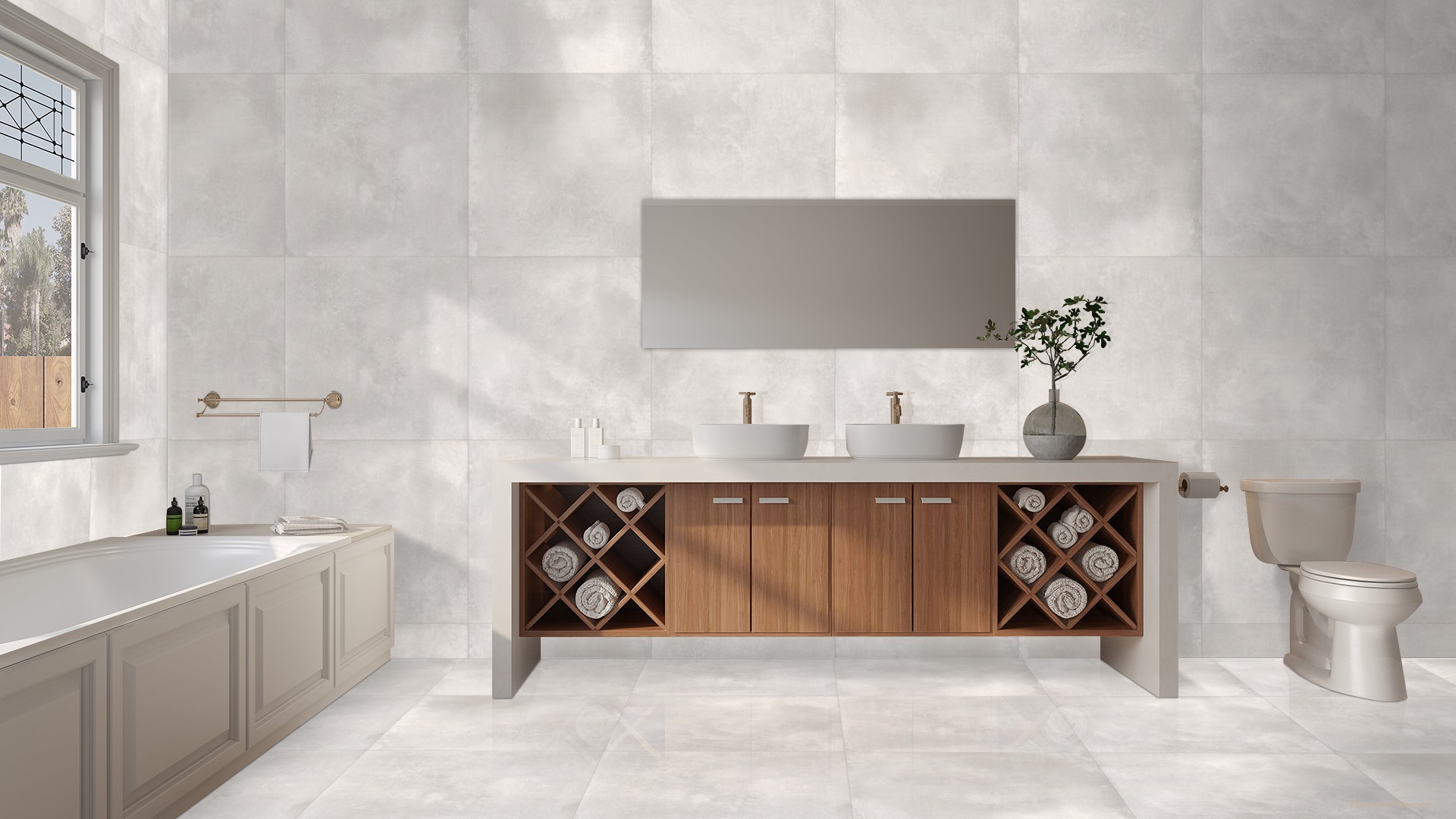 ESMA PEARL White Cement Tiles in 60x60cm and 80x80cm matt porcelain finish – Tegelplus Belgium