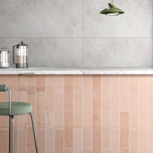 FES DE ROSE roze metro tegel 7.5x30cm met glanzende afwerking – keramische wandtegel van Tegelplus voor keuken of badkamer in België