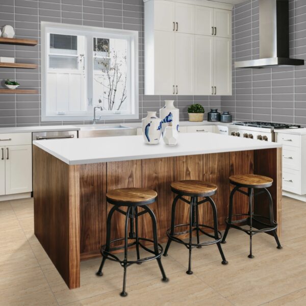 FLAT SMOKE GREY 10x30cm glanzende wandtegel in smoky grijze kleur tiles
