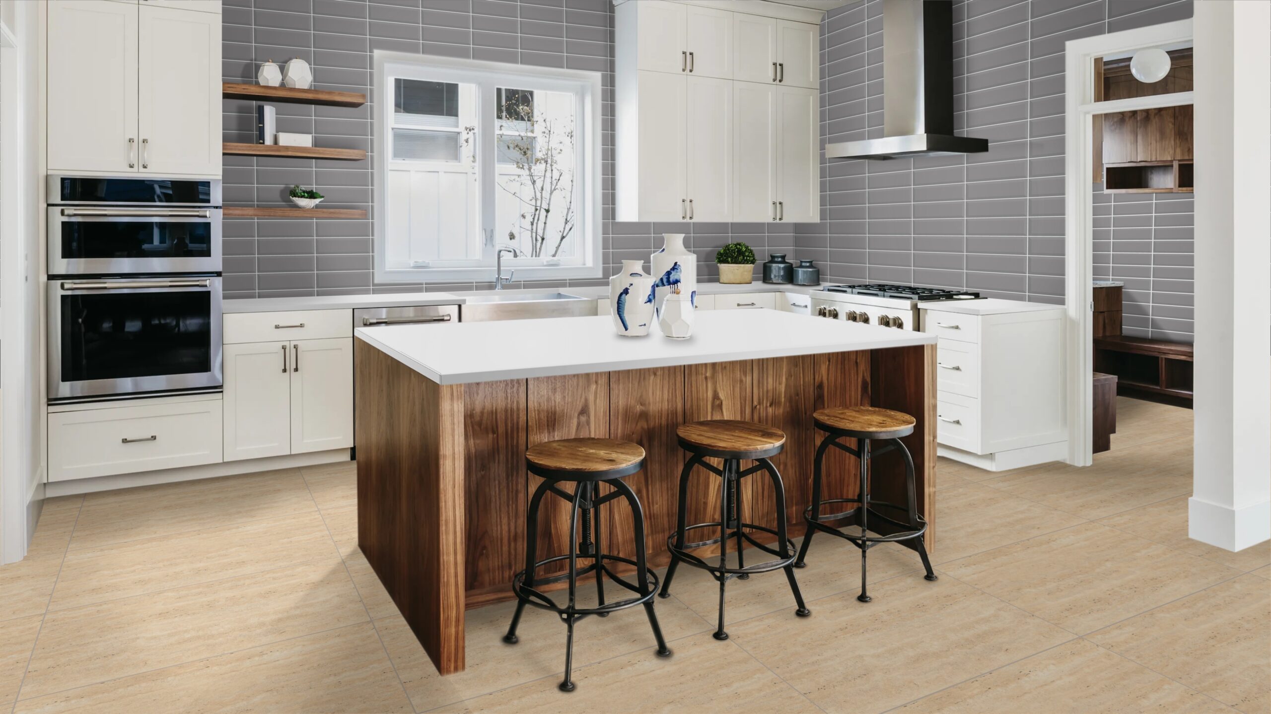 FLAT SMOKE GREY 10x30cm glanzende wandtegel in smoky grijze kleur tiles