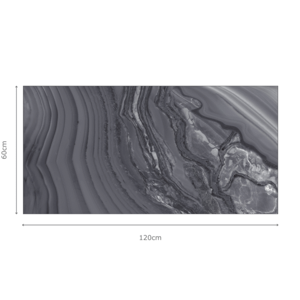 FANTISTICO GREY zwarte en grijze marmerlook tegel 60x120cm met hoogglans afwerking – porseleinen tegel van Tegelplus voor moderne Belgische interieurs