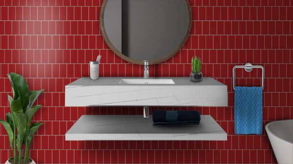 FLAT BLOOD RED 10x20cm glanzende rode wandtegel met diepe, intense kleur tiles