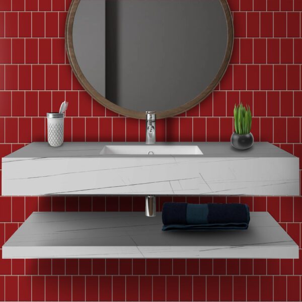 FLAT BLOOD RED 10x20cm glanzende rode wandtegel met diepe, intense kleur tiles