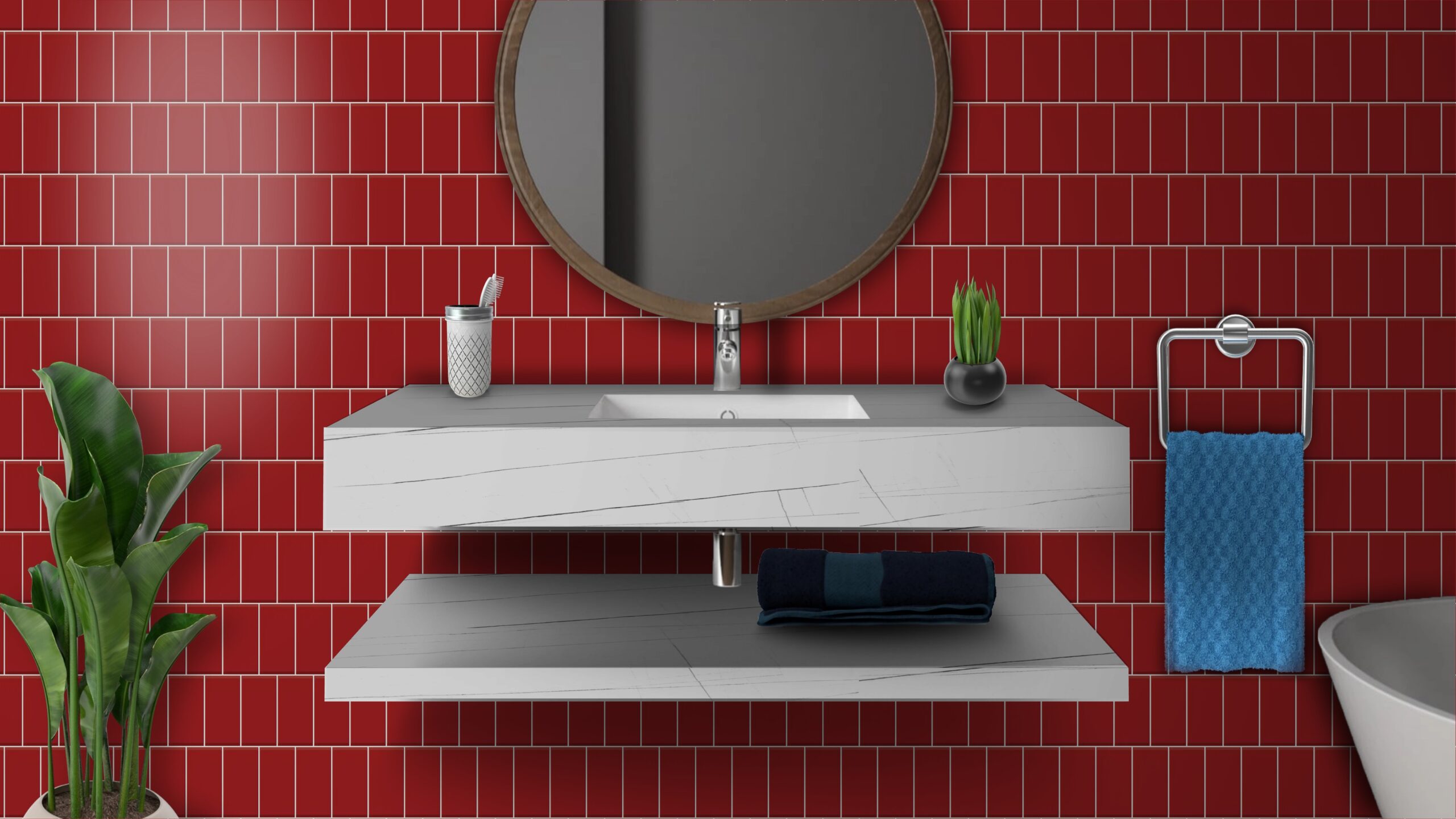 FLAT BLOOD RED 10x20cm glanzende rode wandtegel met diepe, intense kleur tiles
