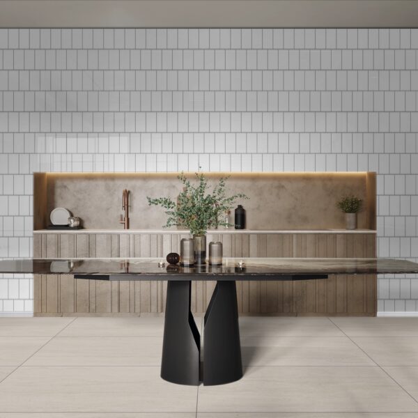 FLAT SNOW WHITE 10x20cm glanzende witte wandtegel met strak, modern design tiles
