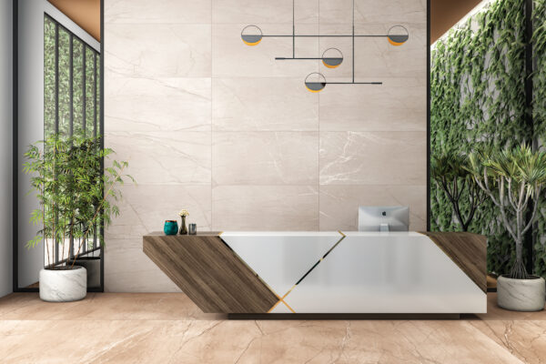 FOSSIL BROWN - CREMA 60x120 cm porseleinen bruine steenlook tegel met carving structuur – Tegelplus België