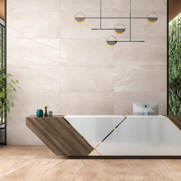 FOSSIL BROWN - CREMA 60x120 cm porseleinen bruine steenlook tegel met carving structuur – Tegelplus België
