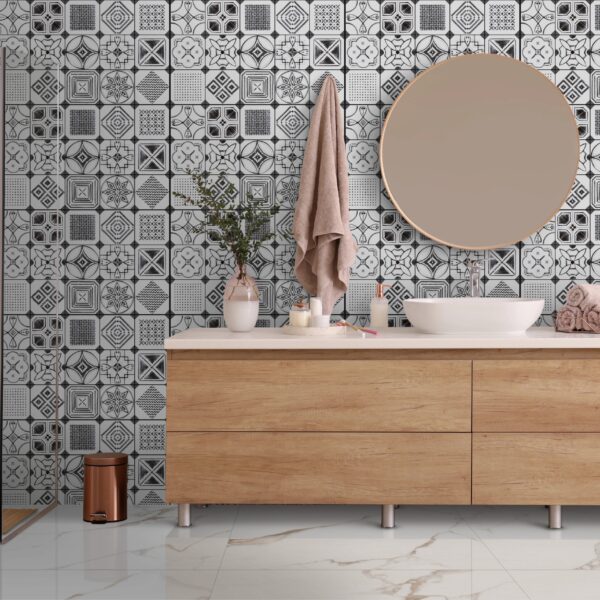 INTLE T 20x20cm matte tegel met traditioneel motief en zachte kleurtinten tiles