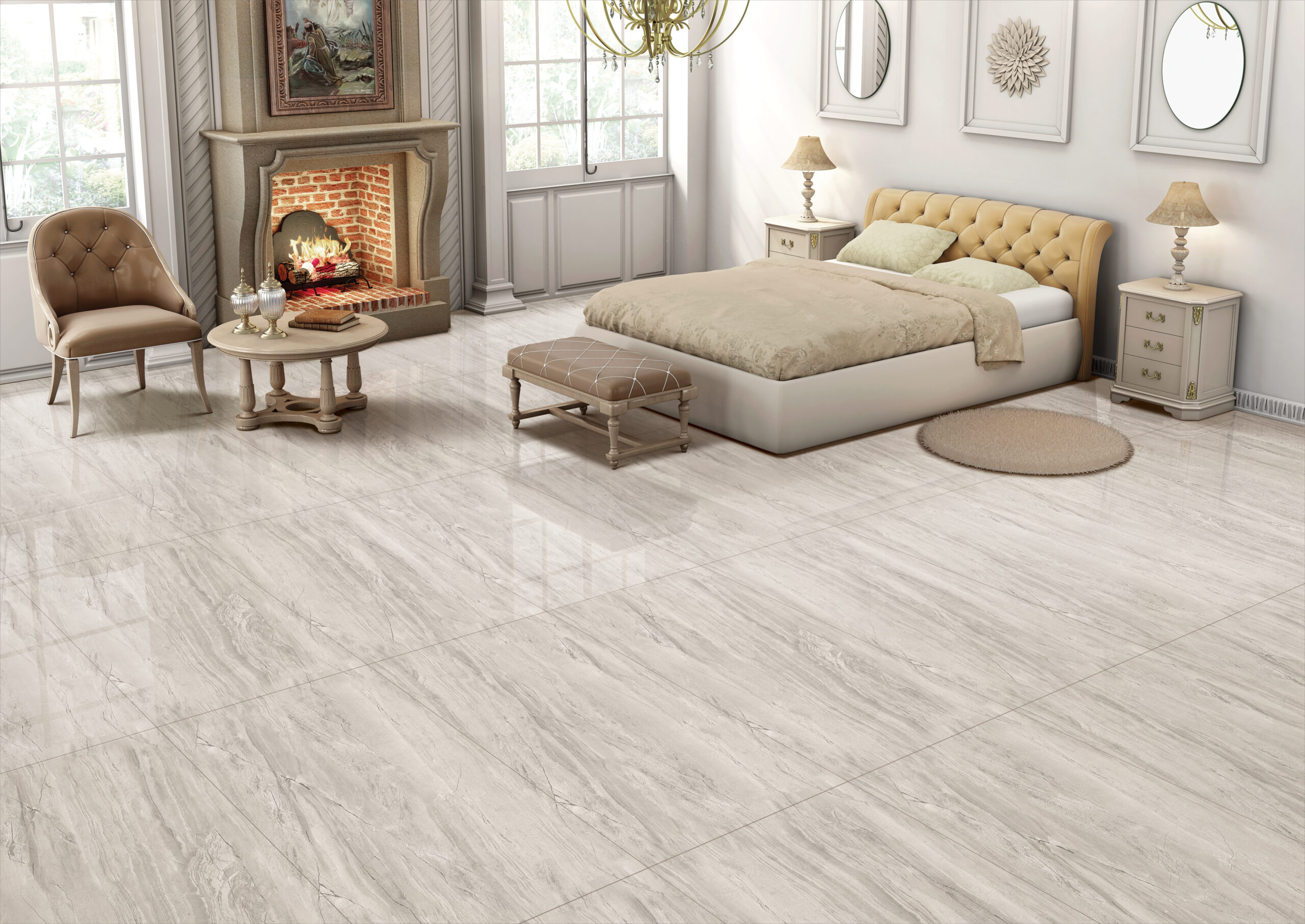 Glanzende tegel IZMIR GRIS INFINITY 60x120cm met grijze marmerlook en elegante adering tiles