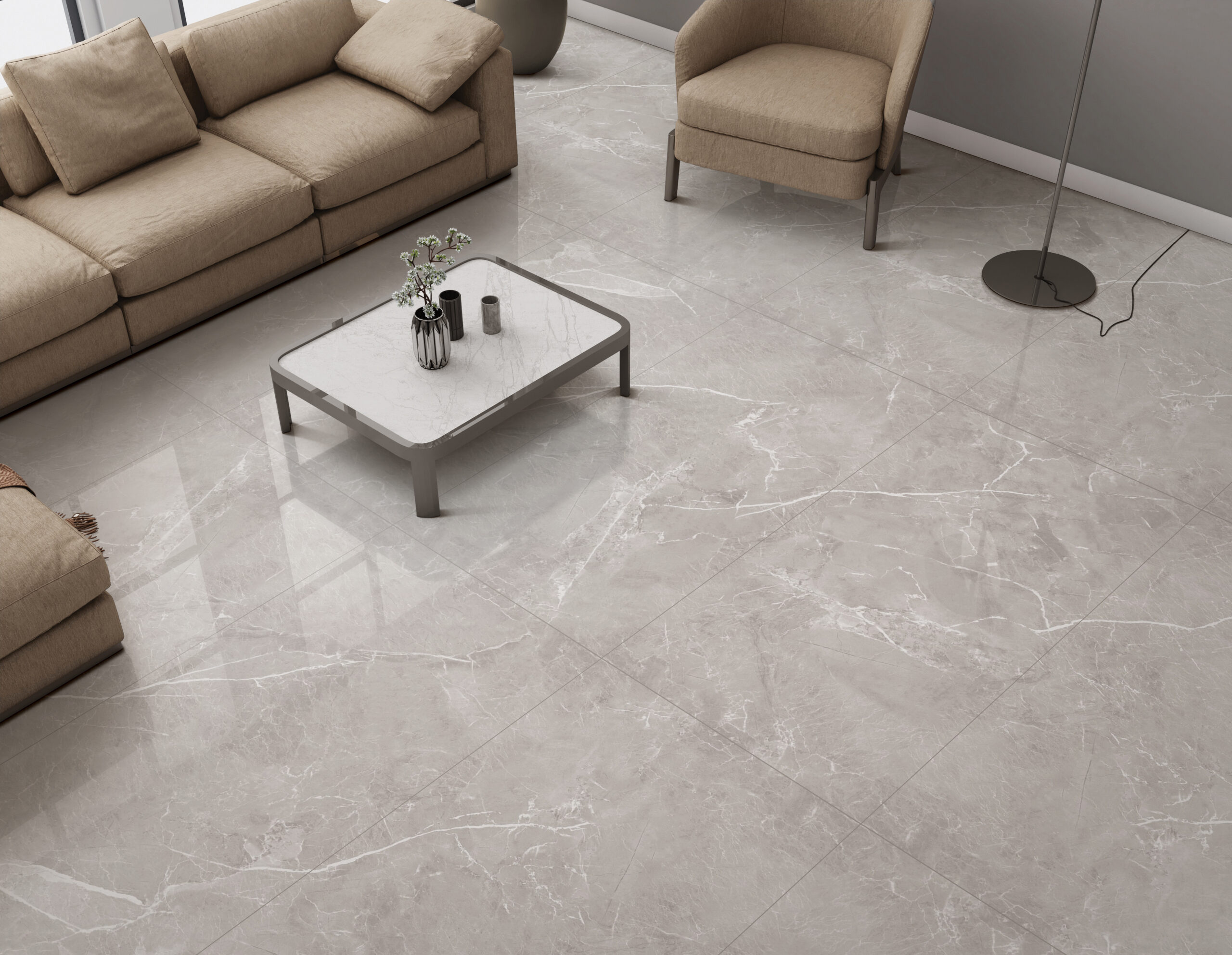JORDAN PEARL INFINITY glanzende grijze marmerlook tegel 60x120 cm
