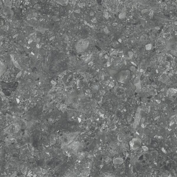 TERRAZO NERO – 60x60x2 cm porseleinen tegel in zwarte terrazzo look. Antislip oppervlak voor veilige en stijlvolle buitenvloeren in België.