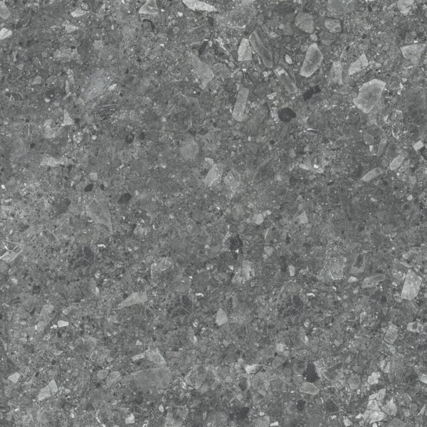TERRAZO NERO – 60x60x2 cm porseleinen tegel in zwarte terrazzo look. Antislip oppervlak voor veilige en stijlvolle buitenvloeren in België.