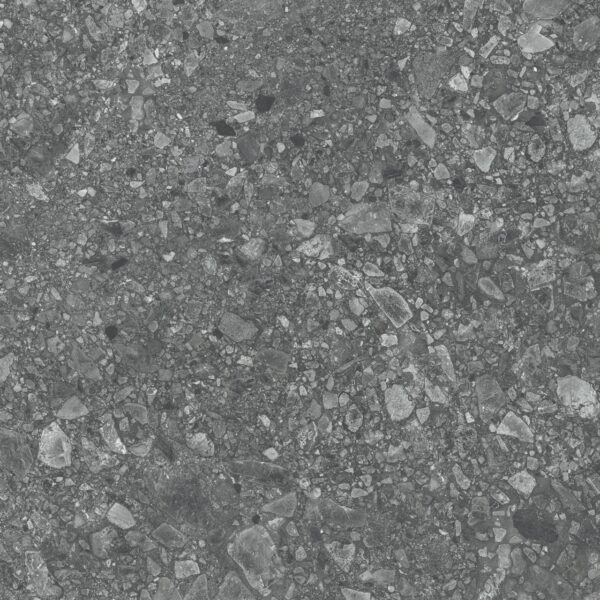 TERRAZO NERO – 60x60x2 cm porseleinen tegel in zwarte terrazzo look. Antislip oppervlak voor veilige en stijlvolle buitenvloeren in België.