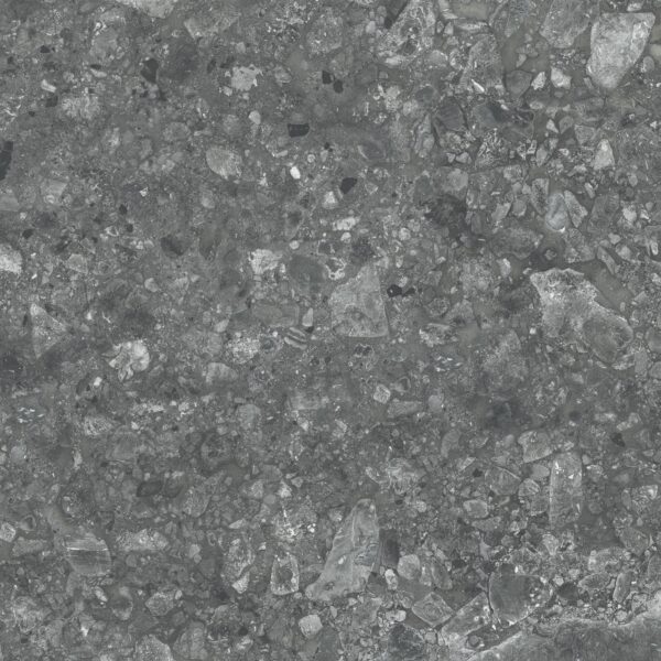 TERRAZO NERO – 60x60x2 cm porseleinen tegel in zwarte terrazzo look. Antislip oppervlak voor veilige en stijlvolle buitenvloeren in België.