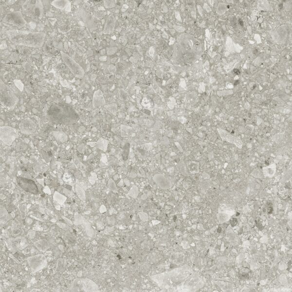 TERRAZO SMOKE – Grijze terrazzo porseleinen tegel 60x60x2 cm met antislip oppervlak – buitengebruik – Tegelplus België