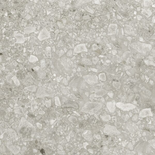 TERRAZO SMOKE – Grijze terrazzo porseleinen tegel 60x60x2 cm met antislip oppervlak – buitengebruik – Tegelplus België