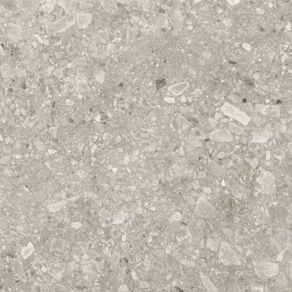 TERRAZO SMOKE – Grijze terrazzo porseleinen tegel 60x60x2 cm met antislip oppervlak – buitengebruik – Tegelplus België