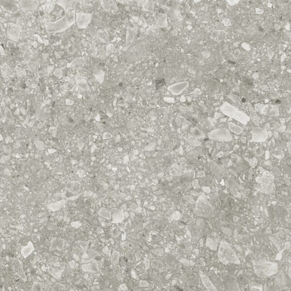 Grijze terrazzo tegel 60x60x2 cm met antislip oppervlak – porseleinen buitenvloer – Tegelplus België