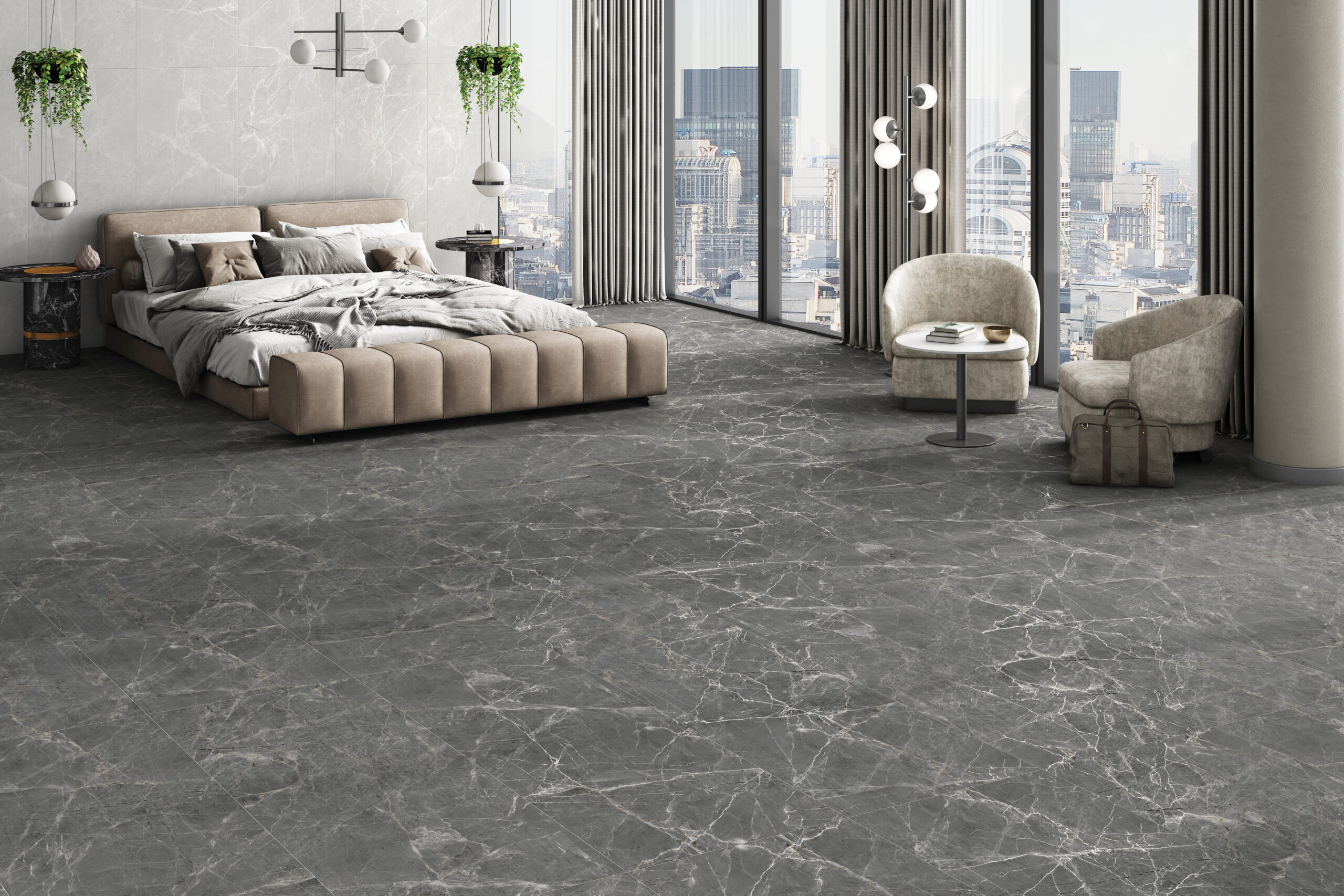 MARBELLA GREY marmerlook porseleinen tegel 60x120 cm met carving afwerking – luxe grijze keramische tegel voor Belgische interieurs – Tegelplus